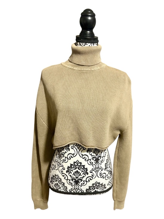 Sweaters - ZARA Turtleneck Cropped Knit Sweater in Beige